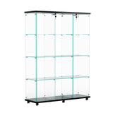 HomVent Modern 4-Shelf Glass Display Cabinet with Lock and Doors for Collectibles and Decorative Items HomVent