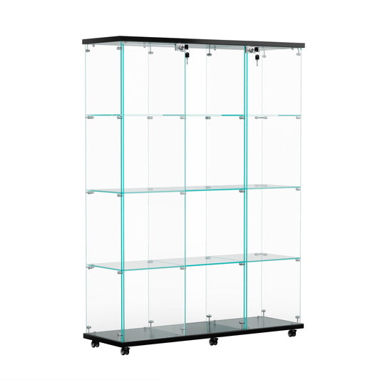 HomVent Modern 4-Shelf Glass Display Cabinet with Lock and Doors for Collectibles and Decorative Items - WoodArtSupply