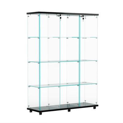 HomVent Modern 4-Shelf Glass Display Cabinet with Lock and Doors for Collectibles and Decorative Items