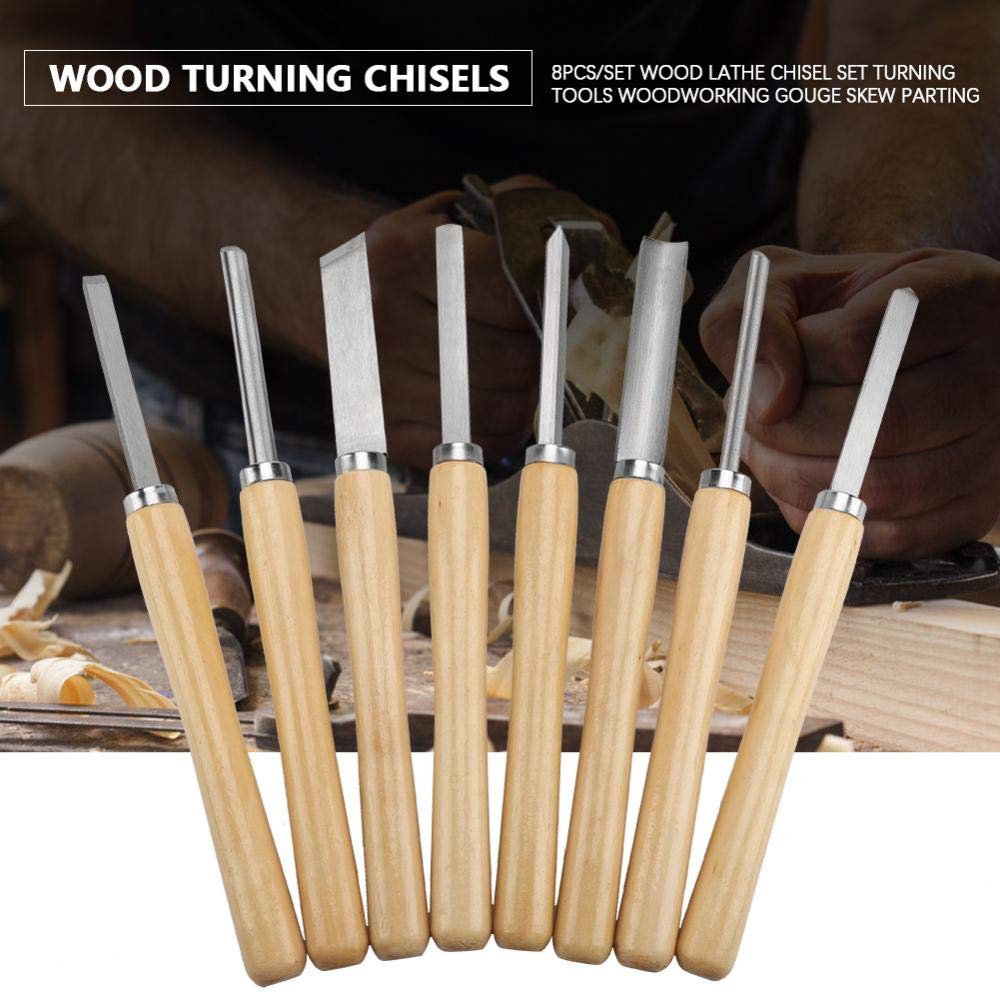 Chisel Set, 8 Pcs/Set Wood Lathe Chisel Set Turning Tools Woodworking Gouge Skew Parting Sheens