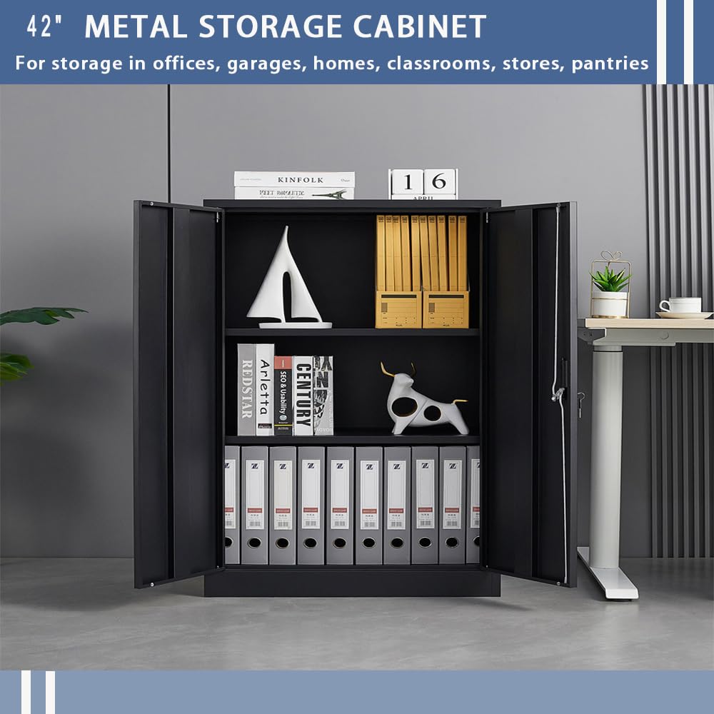 Anwick Metal Storage Cabinet with Locking Doors and 2 Adjustable Shelves, Small Lockable Steel Utility Cabinets for Home Office Garage Basement Anwick
