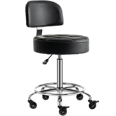 CoVibrant Lockable Stool with Back and Foot Rest Ergonomic Rolling Hydraulic Adjustable Stool for Doctor Esthetician Artist Home Small Office Desk
