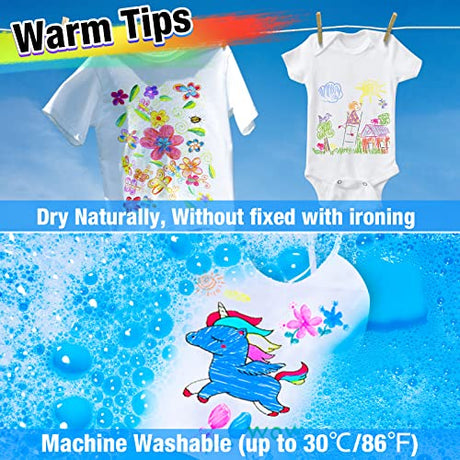 KERIFI Dual Tip Fabric Markers Permanent for Clothes, 20 Colors Fabric Decorating Paint Pens for Kids, T-Shirt Shoe Markers for Sneakers Clothing KERIFI