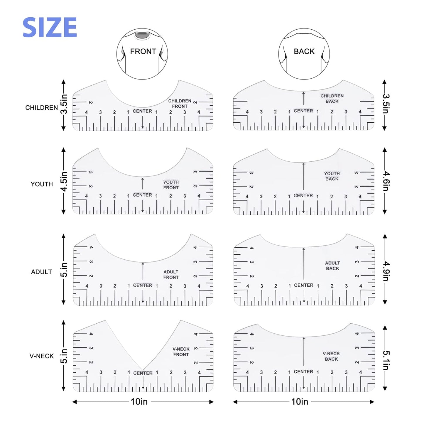 Tshirt Ruler Guide for Vinyl Alignment, T Shirt Rulers to Center Designs, PVC Measurement Template, Craft Sewing Supplies Accessories Tools for - WoodArtSupply