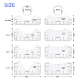 9pcs Tshirt Ruler Guide for Vinyl Alignment, T Shirt Rulers to Center Designs, PVC Measurement Template, Sewing Supplies Accessories Tools for Cricut tietoc