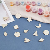 PH PandaHall 160pcs 8 Styles Undyed Wood Pendants Small Natural Star Moon Shapes for Earring Necklace Jewelry DIY Craft Making Tree Ornaments Hanging PH PandaHall