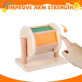 Montessori Baby Toys Play Kit Montessori Mirror Peekaboo Knob Puzzle, Medium Spinning Drum and Rainbow Fabric Ball Kit Toys for 6-12Months Toddlers Adena Montessori