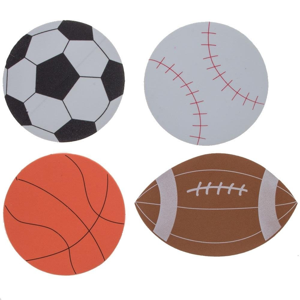 12 Foam Football, Baseball, Basketball, Soccer Ball Cutouts DIY Craft Shapes - WoodArtSupply