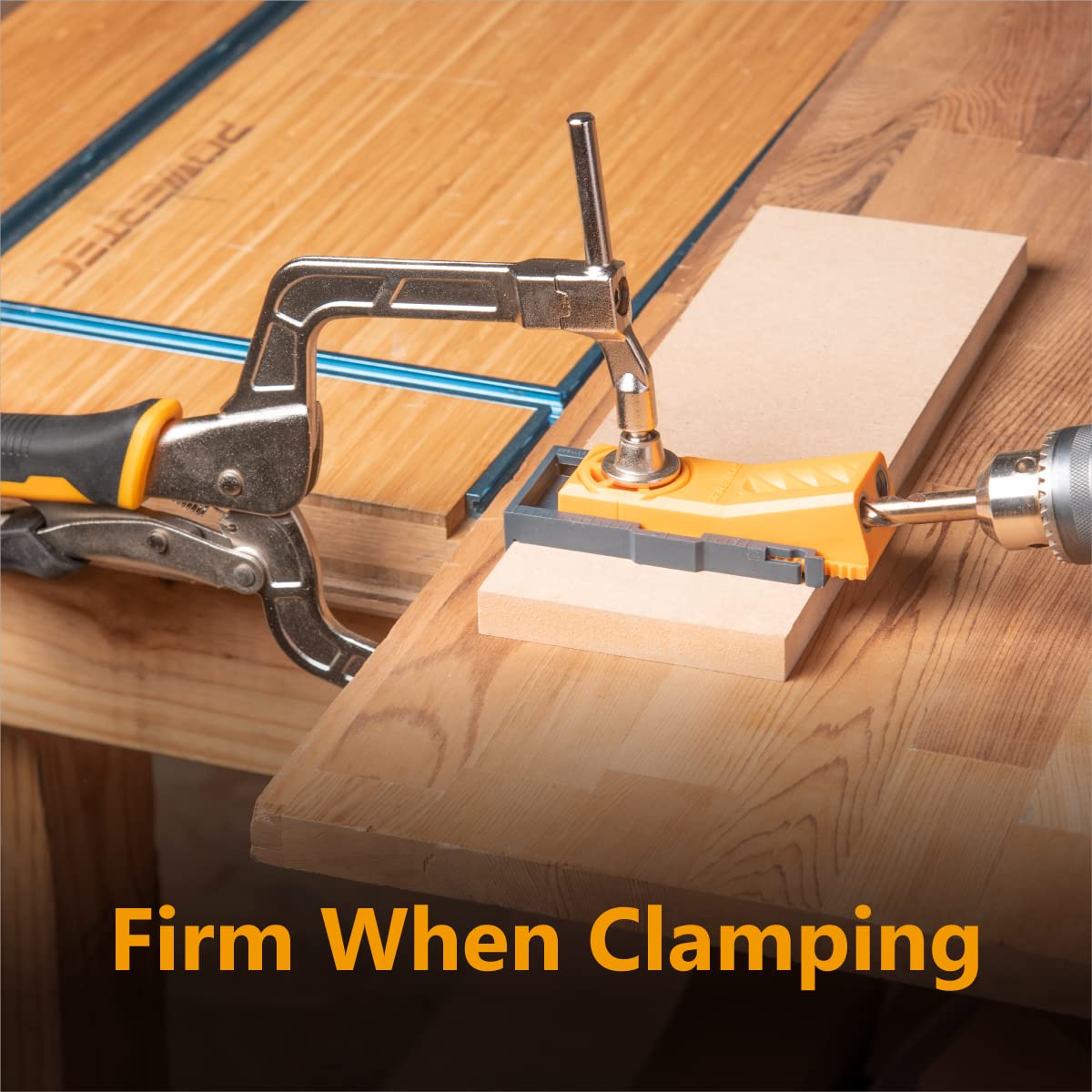 POWERTEC 71745 Two Way Pocket Hole Right Angle Clamp Plier Tools, 12 Inch C Clamps for Pocket Hole Joint Assembly, Woodworking & Welding, 2 PK POWERTEC