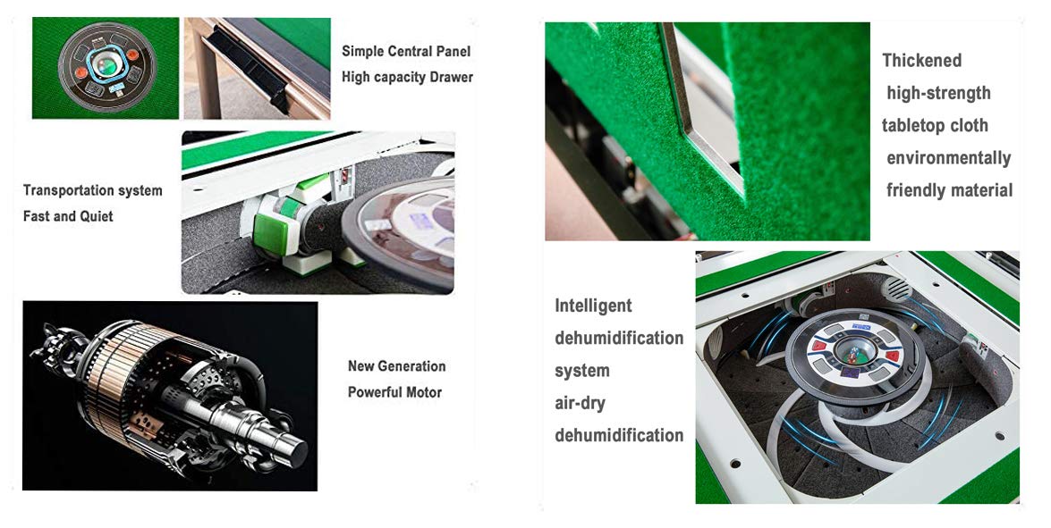 Folding Automatic Mahjong Mah jongg Table 36mm American Mahjong Numbered Tiles Foldable Style with 2 Sets of Tiles + 4 Racks Built-in Hard Table usamjtable