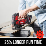 SKIL PWR CORE 20 Brushless 20V 1 Inch Stroke Jigsaw Includes 2.0Ah Lithium Battery with PWR ASSIST USB and PWR JUMP Charger - JS820202 Skil