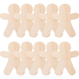 NOLITOY Wooden Gingerbread Men for Crafts, 10pcs Gingerbread Christmas Wooden Ornaments Unfinished Blank Gingerbread Man Shape Cutouts for Christmas NOLITOY