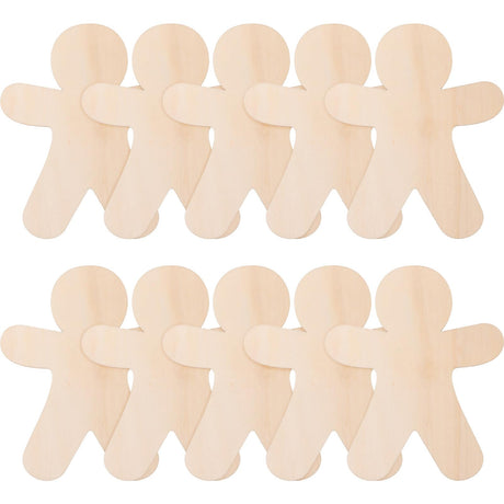 NOLITOY Wooden Gingerbread Men for Crafts, 10pcs Gingerbread Christmas Wooden Ornaments Unfinished Blank Gingerbread Man Shape Cutouts for Christmas NOLITOY