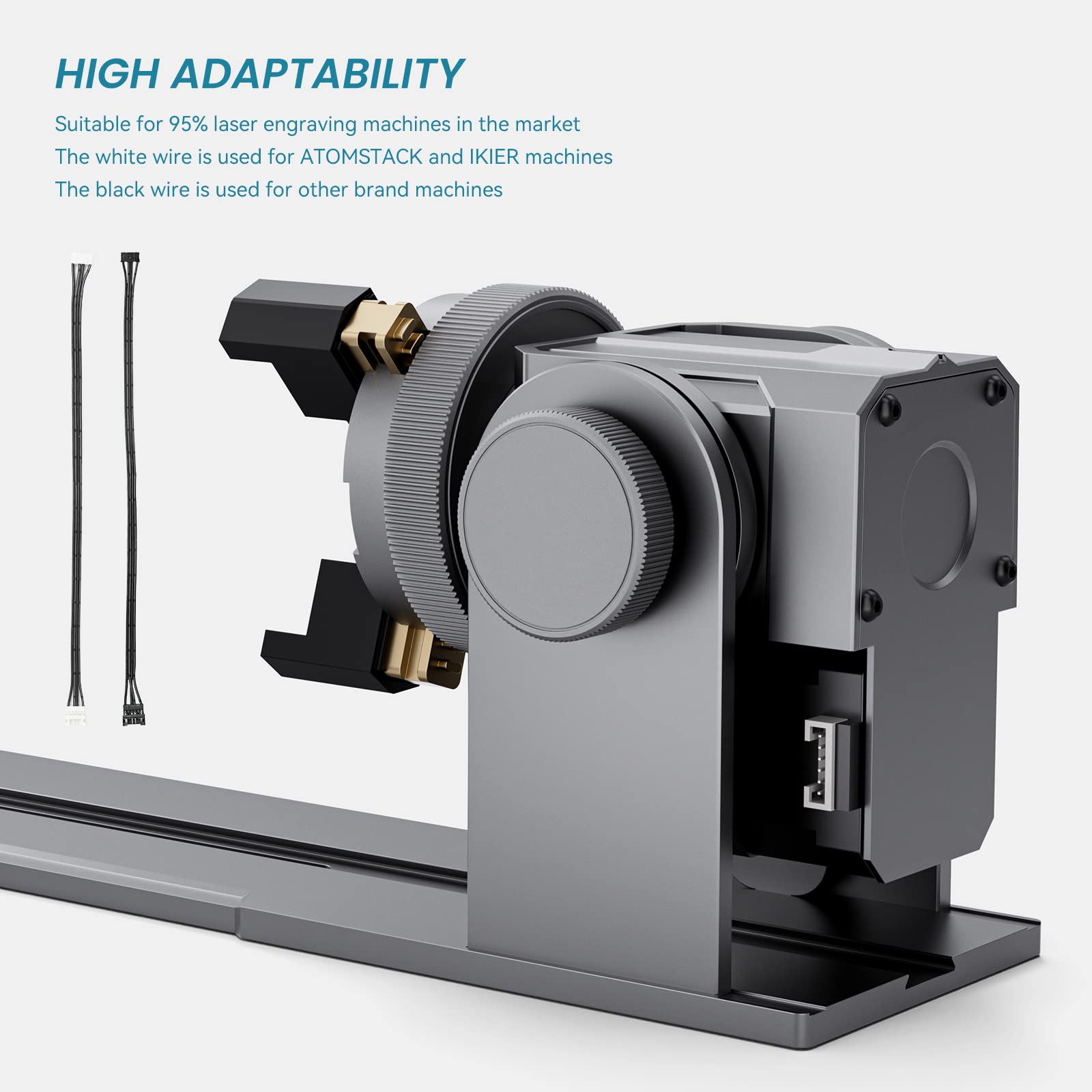 ATOMSTACK R1 Laser Roller - 3 in 1 Laser Rotary with Risers, Multi-Function Engraving Module for Laser Engraver, Jaw Chuck Rotary for Engraving - WoodArtSupply