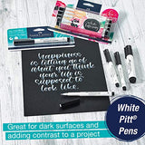 Faber-Castell White Pitt Artist Pen Set - 4 Opaque White India Ink Artist Markers - Lettering and Illustration Marker Set Faber-Castell