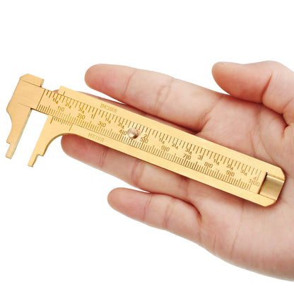 2 Pcs Brass Vernier Caliper Pocket Caliper Handy Caliper Measuring Mini Tool Double Scale Sliding Gauge Metal Pocket Ruler for Bead Wire Jewels Rings - WoodArtSupply