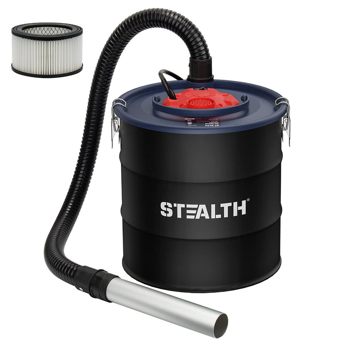 Stealth 4.8 Gallon Ash Vacuum, Portable Ash Vac with Powerful Suction for Fireplaces, Wood Burning Stoves, Bonfire Pits, Pellet Stoves, Model: EMV05S Stealth