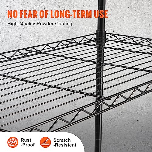 VEVOR Storage Shelving Unit with Wheels, 4-Tier Adjustable, 700 lbs Capacity, Heavy Duty Garage Shelves Metal Organizer Wire Rack, Black, 48" L x 18" VEVOR