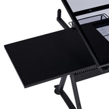 Yaheetech Drafting Table w/Stool Height Adjustable Multifunctional Art Craft Artists Desk Tilting Glass Tabletop Diamond Paintings Work Station w/2 Yaheetech