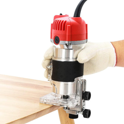 Wood Router Tool Kit,800W Compact Wood Palm Router Tool Hand Trimmer Woodworking Joiner Cutting Palmming Tool,1/4" Router Bits,30000r/Min Woodworking