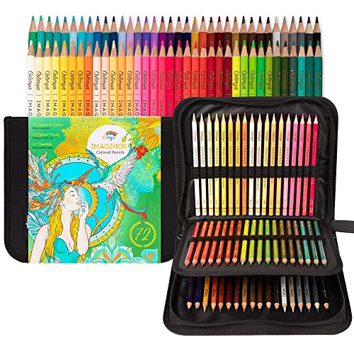 Colorya 72 Soft Core Premium Colored Pencils With Case - Imaginor Professional Coloruing Pencils for Adults Ideal for Colouring Books for Adults, - WoodArtSupply