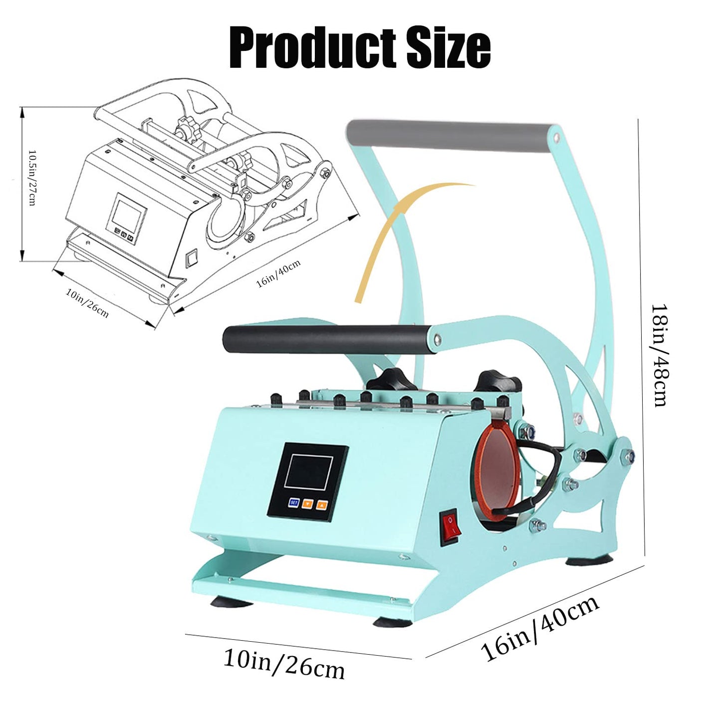 9-20 oz Mug Heat Press, Tumbler Press, DIY Sublimation, for Straight Blanks Skinny Tumblers, Fits Stainless Steel, Ceramic, Glass Tumbler,Green - WoodArtSupply