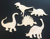 5-Pack Dinosaurs Boy's Room Decor Wall T REX Laser Unfinished Wood Cutout Crafts Shapes Texan Wood Crafts