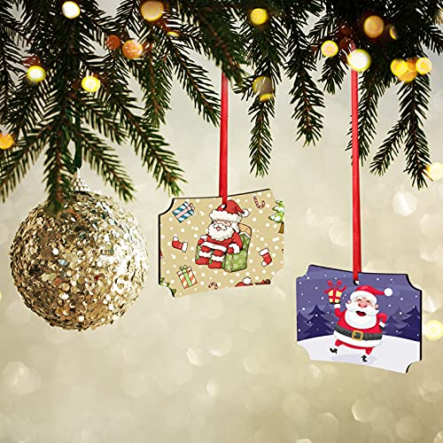 12pcs Sublimation Blanks Square Ornaments, Blank Wood Discs Hard Board Ornaments White Blank MDF Ornaments for DIY Christmas Decoration