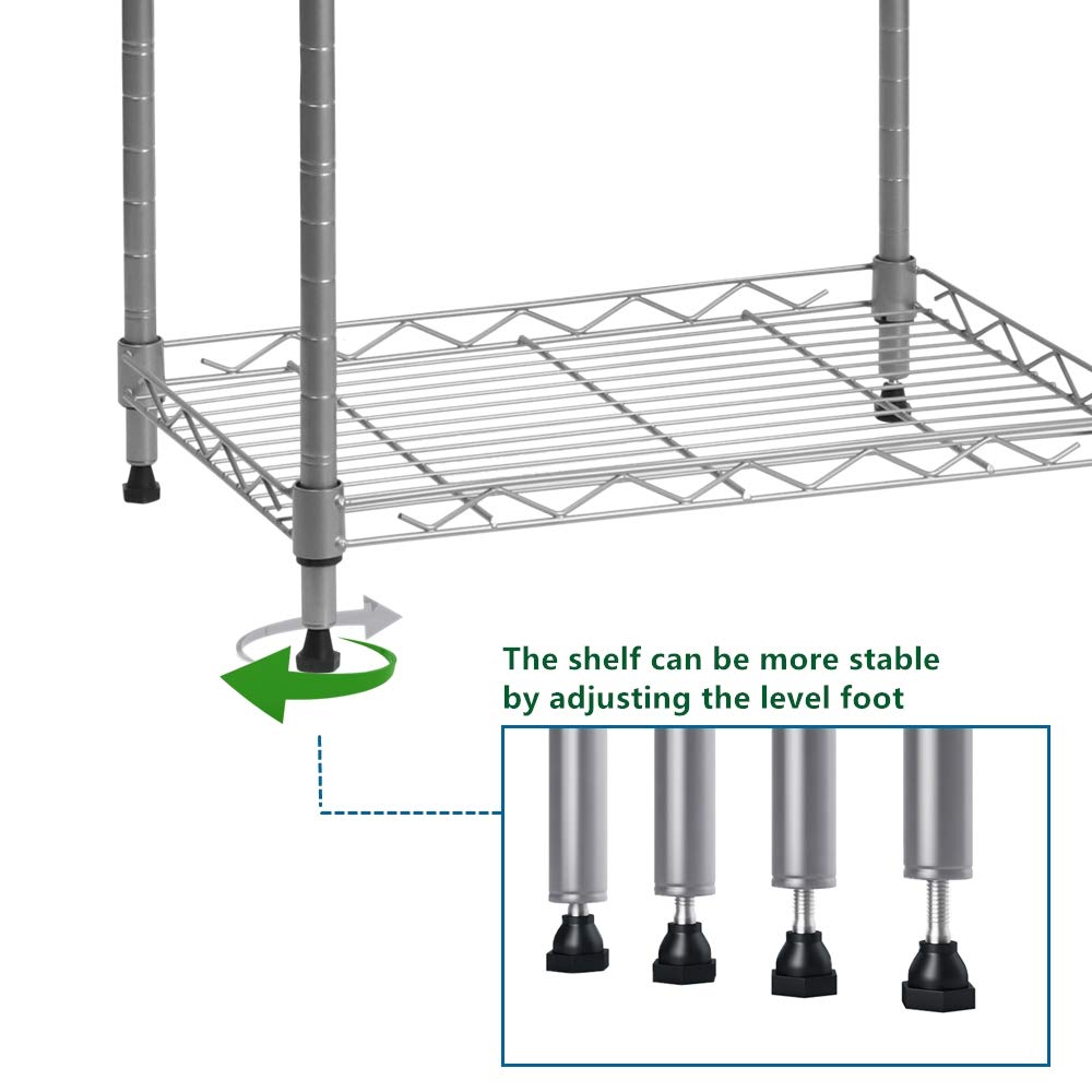 REGILLER 6 Wire Shelving Steel Storage Rack Adjustable Unit Shelves for Laundry Bathroom Kitchen Pantry Closet (Silver, 16.8L x 11.7W x 63H) REGILLER