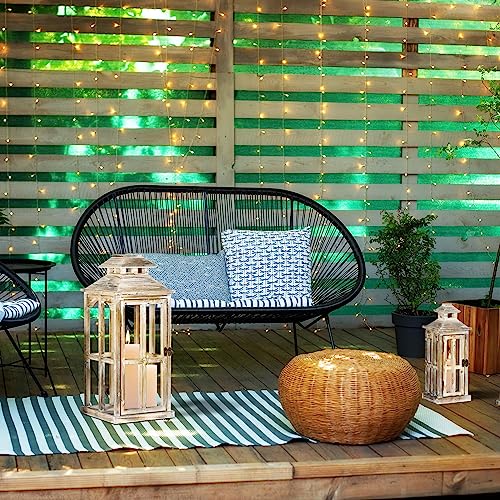 HOMCOM 2 Pack 28"/20" Large Rustic Wooden Lantern Decorative, Indoor/Outdoor Lantern for Home Décor (No Glass), Natural HOMCOM