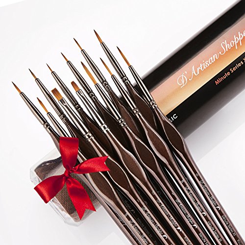 Miniature Paint Brushes Art. Minute Series XII 12pc Fine Detail Paint Brush Set for Model Miniature Painting Kit. Fine Point Small Artist Brushes for D'Artisan Shoppe