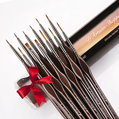 Miniature Paint Brushes Art. Minute Series XII 12pc Fine Detail Paint Brush Set for Model Miniature Painting Kit. Fine Point Small Artist Brushes for D'Artisan Shoppe