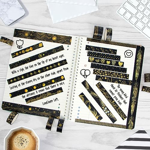  NANYNNU Black Washi Tape Set, 27 Rolls Black Gold Foil  Decorative Masking Tape for Bullet Journaling, Scrapbooking Supplies,  Watercolor Painting : Arts, Crafts & Sewing