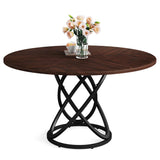 Tribesigns Round Dining Table for 4, 47 Inch Dinner Table Circle Kitchen Table with Metal Base, Wood Dining Room Table Cofee Table for Kitchen, Tribesigns
