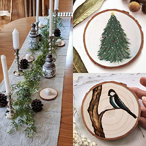 Fuyit Wood Slices 8 Pcs 5.5-6 Inches Unfinished Natural Tree Slice Wooden Circle with Bark Log Discs for DIY Arts and Craft Rustic Wedding Christmas Fuyit