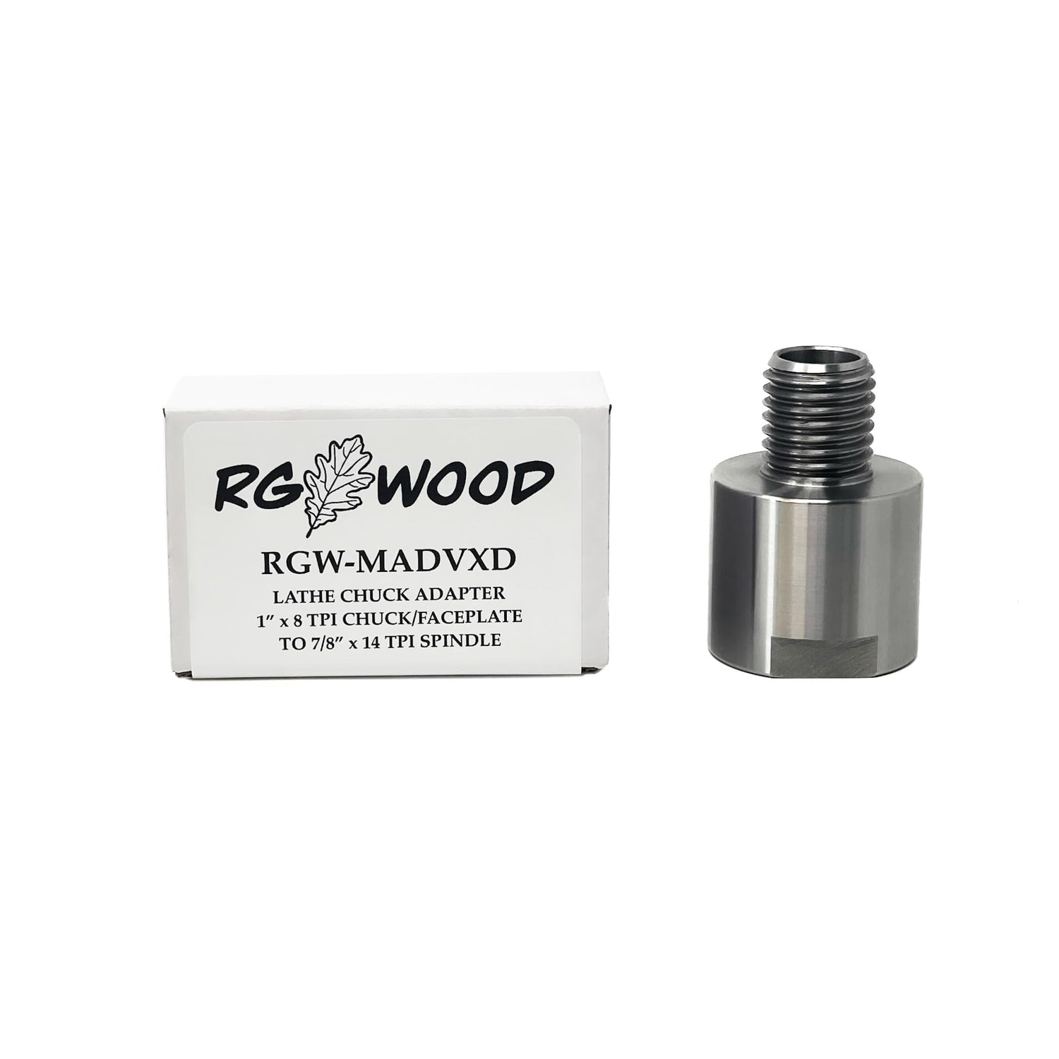 RGWOOD Lathe Chuck Faceplate Adapter from 7/8" x 14 tpi Lathe (Beaver Rockwell etc) to 1" x 8tpi Faceplate or Chuck RGWOOD