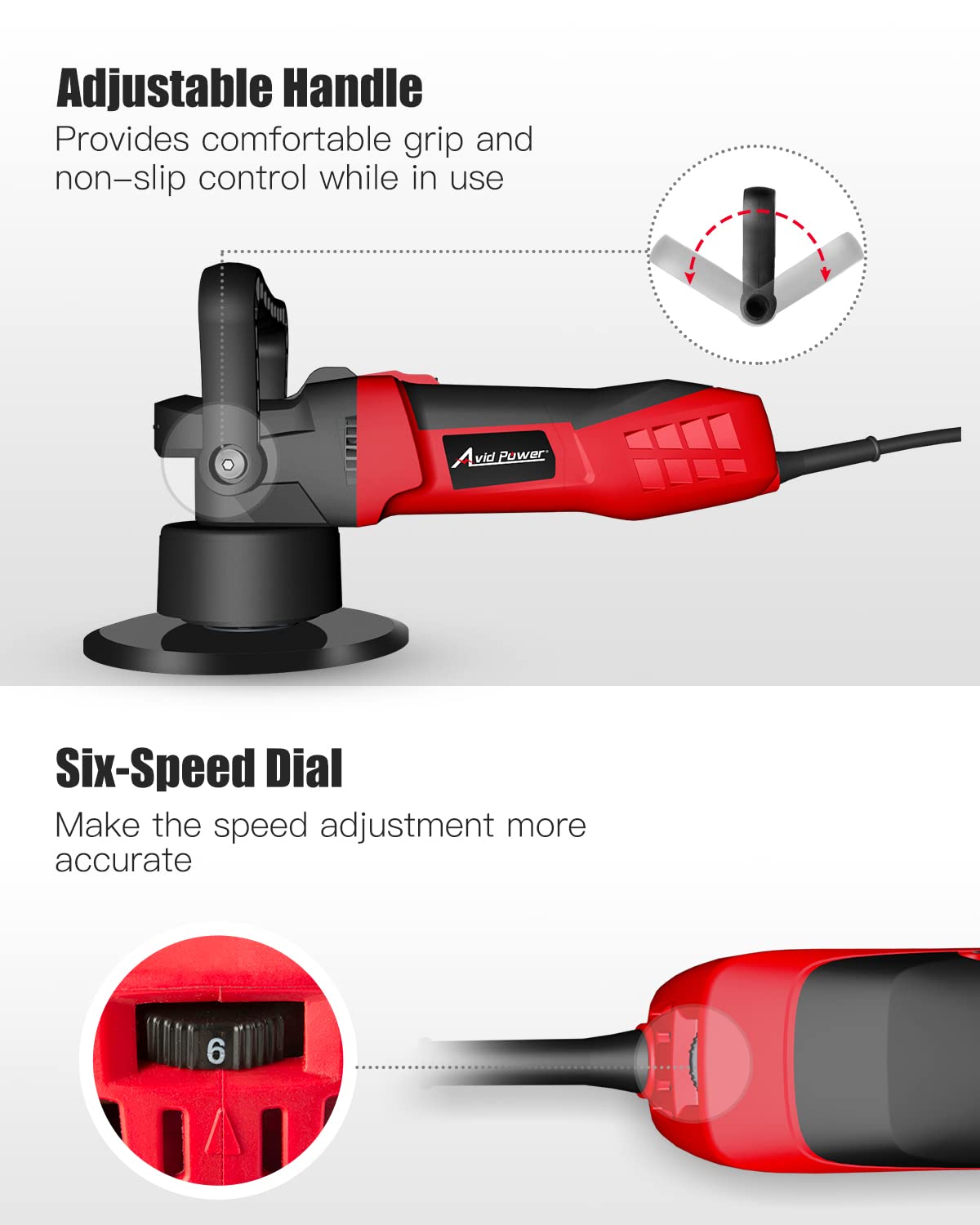 AVID POWER Buffer Polisher, 6-inch Dual Action/DA Polisher for Car Detailing, Random Orbital Car Buffer Polisher Waxer Kit with Variable Speed & 3 AVID POWER