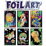 VHALE Foil Art Craft Kit 6 Pack Sticker Picture (9.5 x 6.5 inch), 48 Foil Sheets and 6 Skewers, Peel and Paste Sparkly Foil Art, Classroom Arts and VHALE