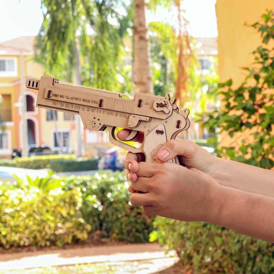 Caliber Gourmet 3D Wooden Puzzle Rubber Band Game Toy DIY Craft Kit, Wood Model Kit for Adults and Kids to Build, Brain Teaser Wooden Jigsaw Puzzles Caliber Gourmet