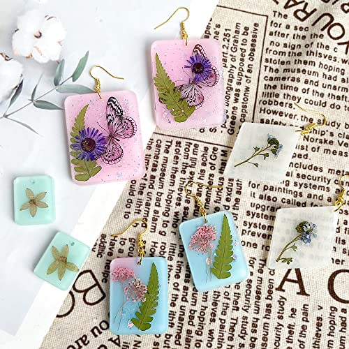 RESINWORLD Earrings Molds with Varieties of Shapes and Sizes, Stud Dangle Drop Earrings Resin Molds with Hole, Arch/Oval/Hexagon Silicone Molds for ResinWorld