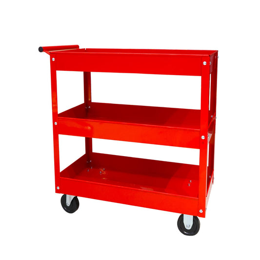 BIG RED 3-Tier Service Cart 400 lbs capacity metal cart on wheels For Garage Warehouse Workshop Use Stainless Steel Utility Cart,APTC302R,Torin - WoodArtSupply