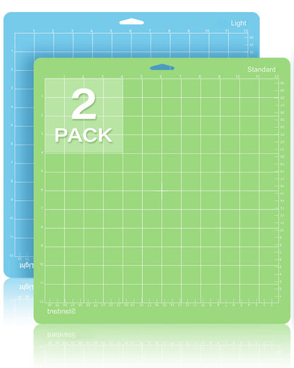 Gwybkq Cutting Mat for Cricut Maker 3/Maker/Explore 3/Air 2/Air/One 2 Pack 12x12 Standard/Light Cut Replacement Accessories Green/Blue Card Adhesive