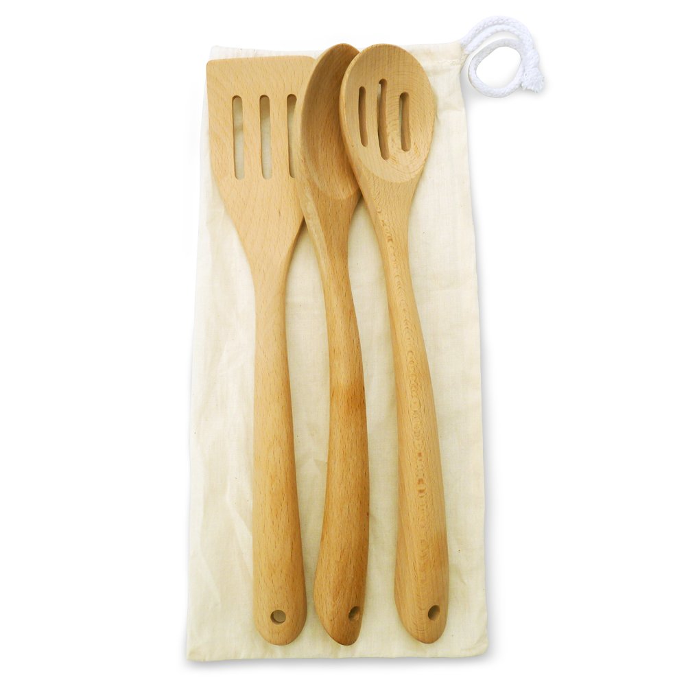 Engraved Wood Spoon Gift Sets (Three Engraved Spoons with Bag)