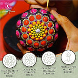 Mandala Rock Painting Kit - Mandala Dotting Tools Kit - Large Wooden Rocks for Painting, Mandala Stencils, Acrylic Paints, Dotting Tools for Painting Moon Garden