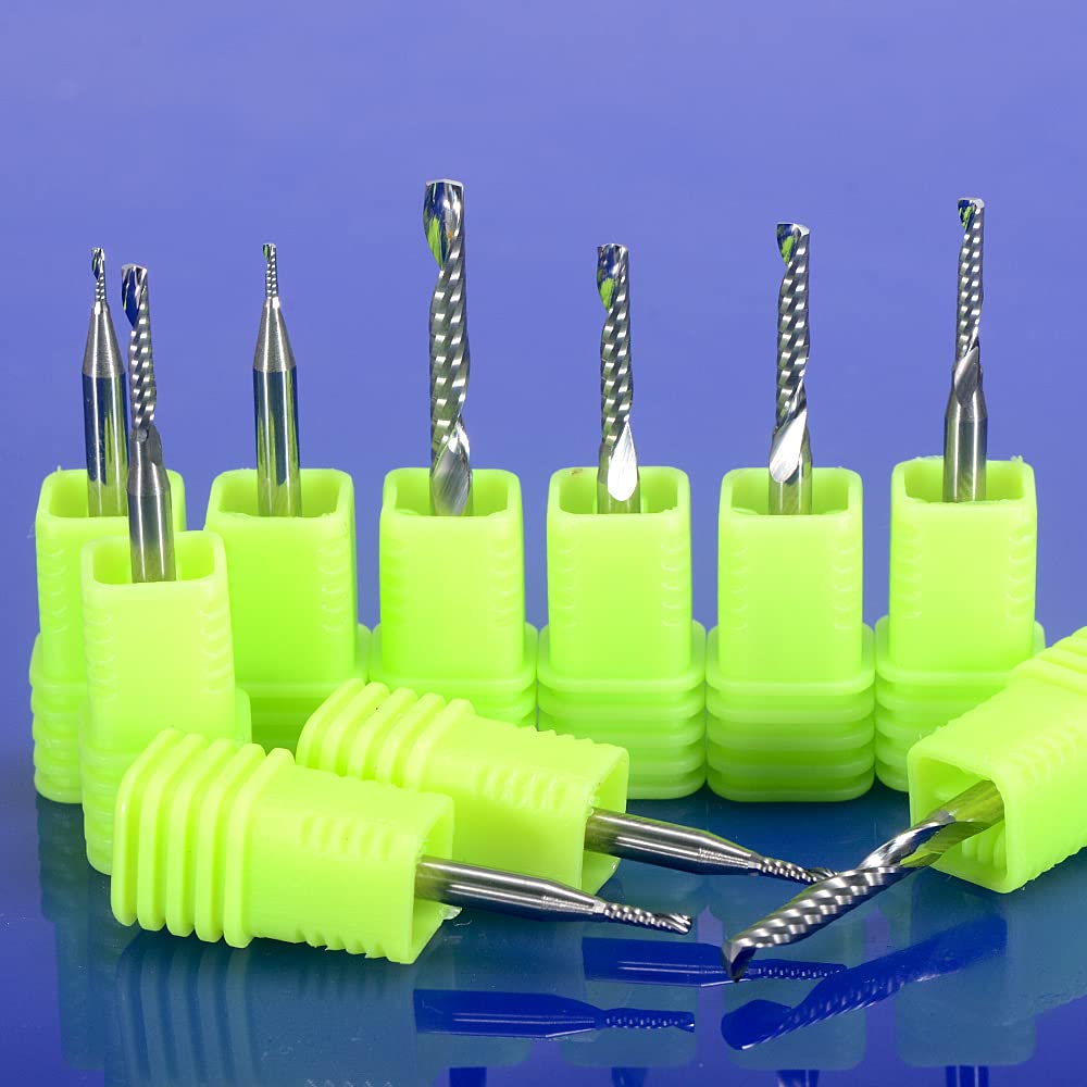 CNC Router Bits,Engraving Bits,End Mill Milling Cutter,Single Flute Spiral Upcut Router Bit,1/8 Shank,Tungsten Steel Engraving Carving Tool Kit for HOZLY