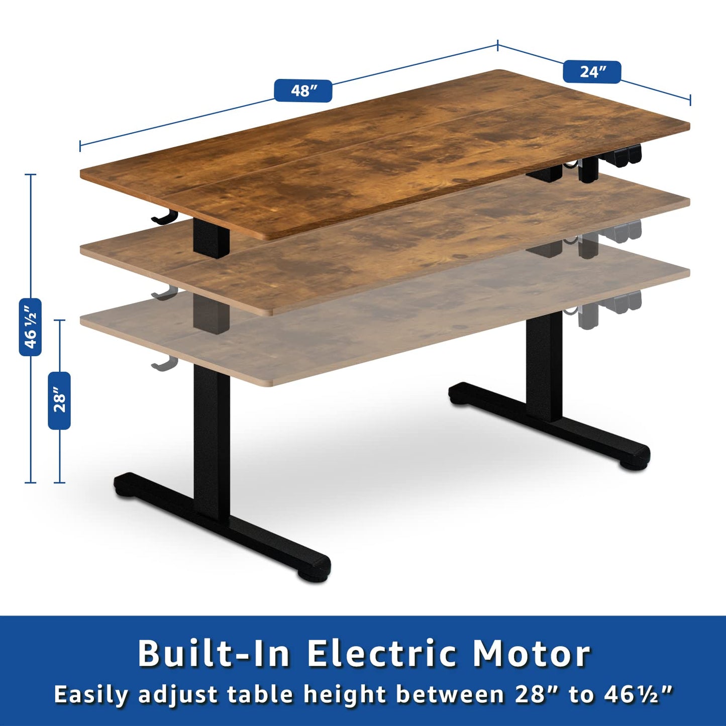 Lifetime Home Height Adjustable 48" Electric Standing Desk - Upgraded Ultra Durable Home Office Large Rectangular Computer or Laptop Sit Stand - WoodArtSupply