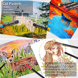 Art Supplies, 185-Piece Super Deluxe Wooden Art Set Crafts Drawing Kit with 2 Sketch Pads, Crayons, Oil Pastels, Colored Pencils, Watercolor Cakes, VigorFun