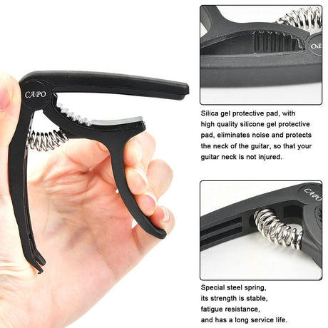 TIMESETL Guitar Accessories Kit Guitar Tool Changing Kit Include Acoustic Guitar Strings, Tuner, Capo, String Winder, Picks, Pick Holder, Bridge TIMESET