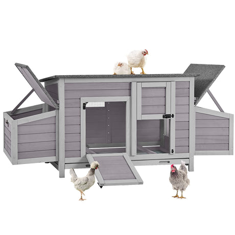 Chicken Coop Outdoor Hen House Wooden Poultry Cage with 2 Perches,2 Sides Large Nesting Boxes GUTINNEEN