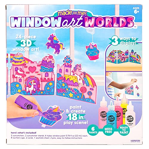 Made By Me Paint & Create Window Art Worlds Unicorn Kit – DIY Suncatcher Kit for Kids Ages 6+ – Create Your Own Suncatchers & Window Clings, Multi Made By Me